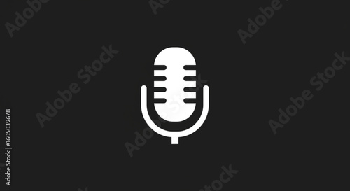 Simple white microphone icon on a dark background.