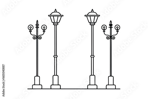 Decorative Light Poles For Parks Vector