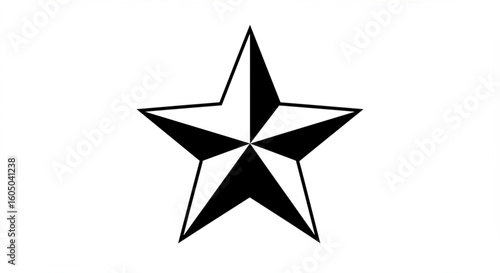 A simple, five-pointed star design, bisected into black and white sections.