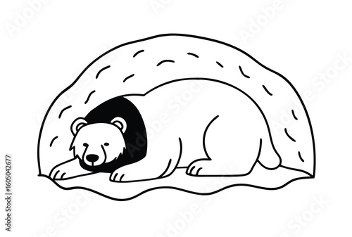 Bear Hibernating In Cozy Cave