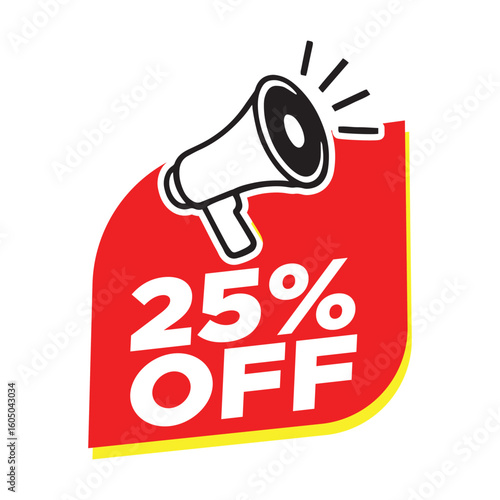 25% Off Mega Sale – 25% Discount Banner with Megaphone Icon for Big Promotions