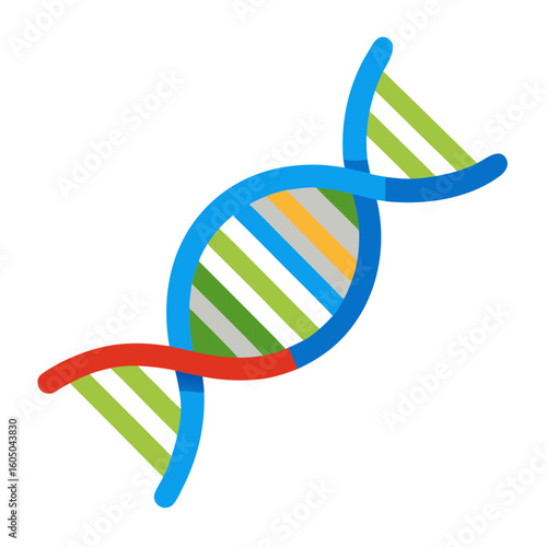 DNA spiral genes colorul vector icon on white background.