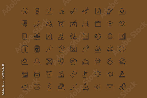 Collection of ancient egyptian hieroglyphs and symbols in a grid pattern
