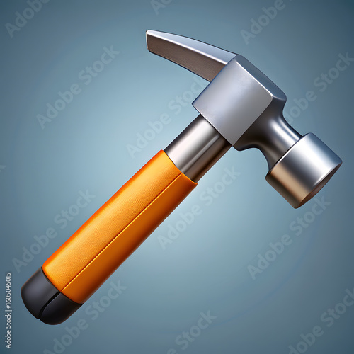 Metal Hammer with Orange Handle - Essential Hand Tool for Construction and Repairs