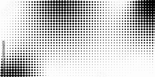 Halftone faded gradient texture. Grunge halftone grit background. White and black sand noise wallpaper. Retro pixilated vector backdrop