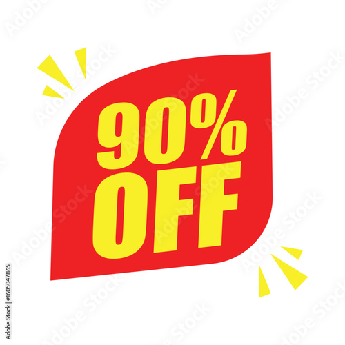 90% Off Red Badge – 90% Discount Sticker for Sales, Offers, and Promotions