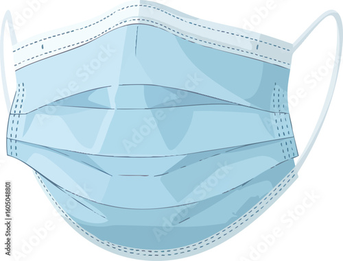 Illustration of a blue disposable medical surgical mask