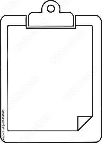 Simple line icon of a clipboard with a blank paper sheet