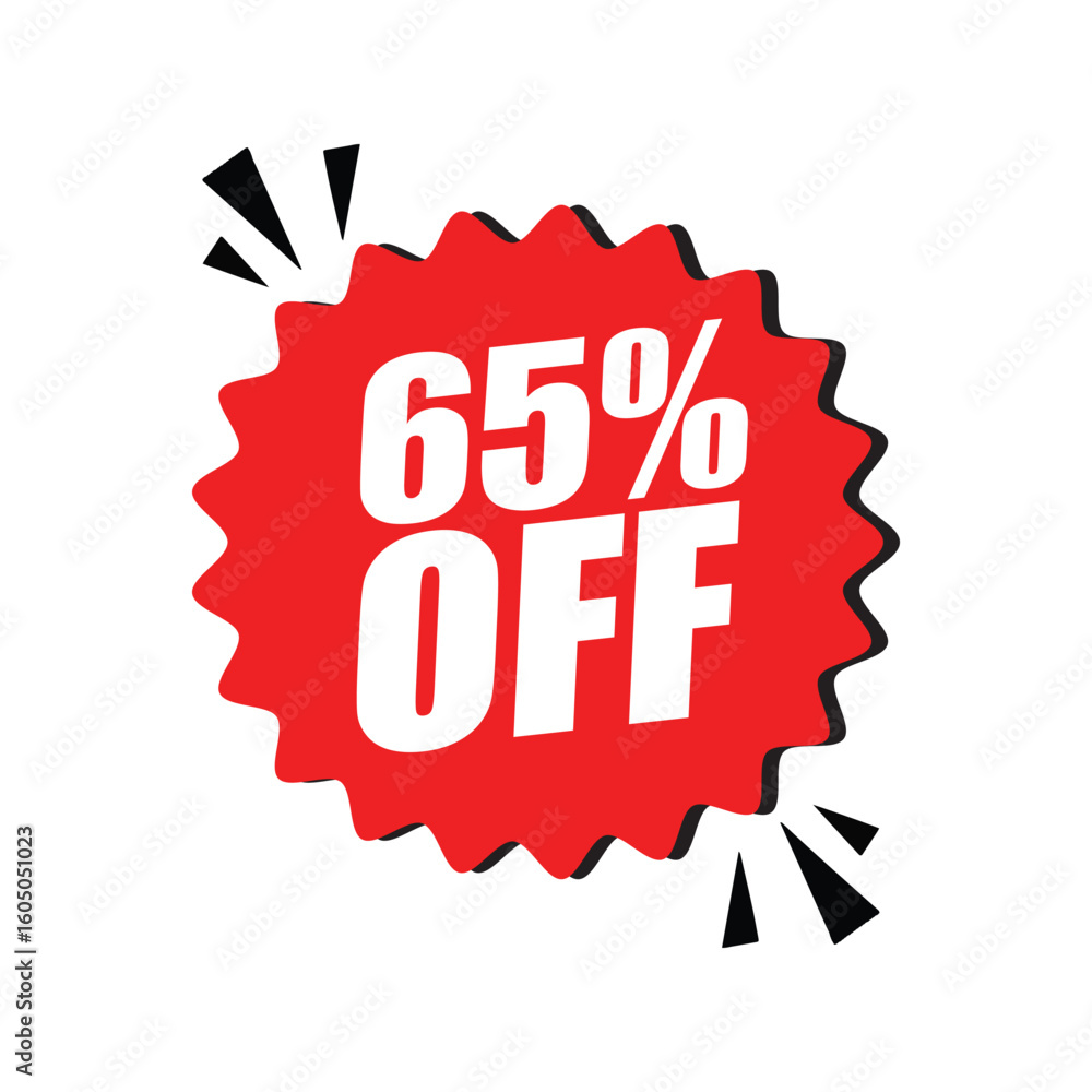 65% Off Red Badge – 65% Off Discount Sticker for Promotion. 65% Off Red Badge – 65% Off Discount Sticker for Promotion.
