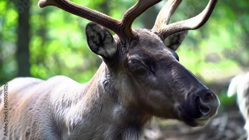 Close-up of a reindeer in a forest