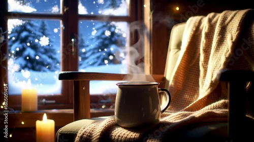 Cozy winter scene by the window