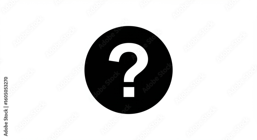 A question mark symbol inside a black circle against a white background. A question mark symbol inside a black circle against a white background.