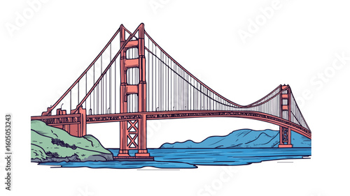 Golden Gate Bridge Vector Illustration for Stunning Visuals in Designs