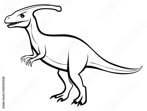 Cartoon Parasaurolophus Dinosaur with Crest