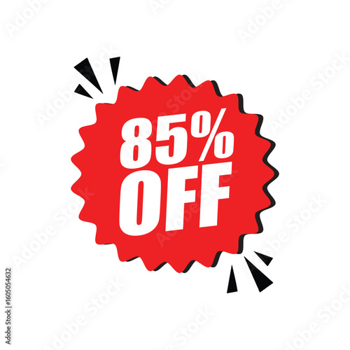 85% Off Red Badge – 85% Discount Sticker for Sales, Offers, and Promotions