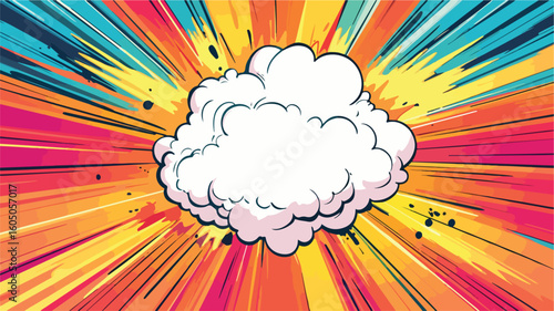 Colorful Explosive Cartoon Clouds and Bursts Cartoony Illustration