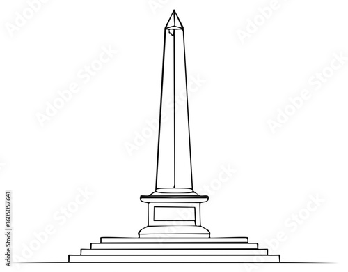 Monumental Obelisk Outline Drawing in Simple Architectural Style Illustration