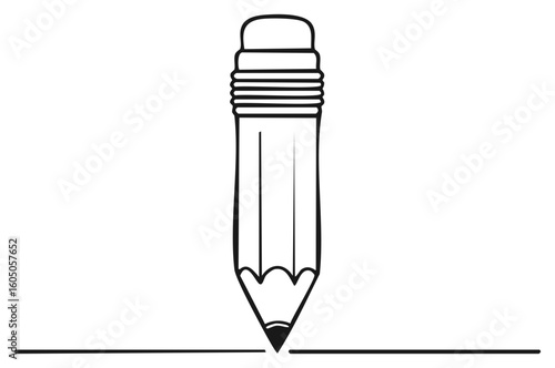 Simple outline drawing of a classic pencil with an eraser tip sketching a clean straight line