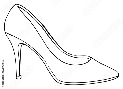 Elegant High Heel Outline Drawing Illustration for Fashion Design Projects