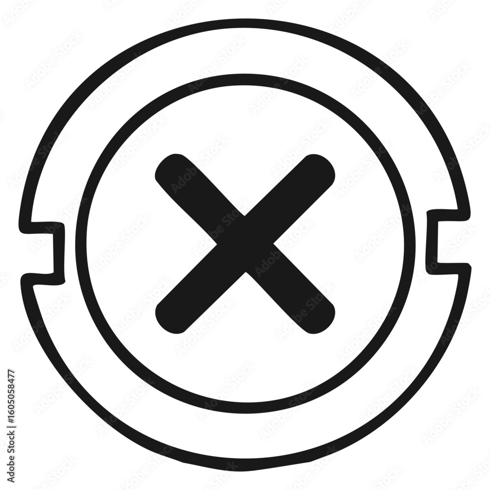 Fototapeta premium Simple flat design X cross mark icon in a circle for delete, close, cancel, or error button