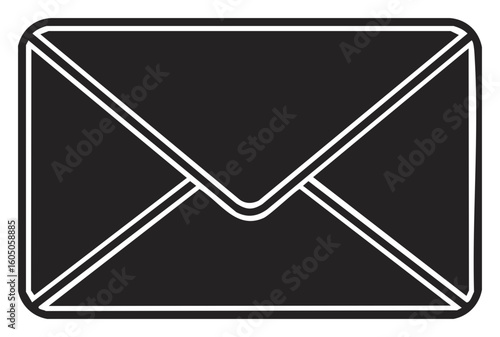 Simple Mail Envelope Design Icon in Black and White for Message Communication