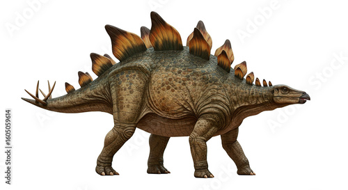 Fototapeta Naklejka Na Ścianę i Meble -  Isolated stegosaurus dinosaur jurassic period herbivore animal prehistoric creature illustration full body view