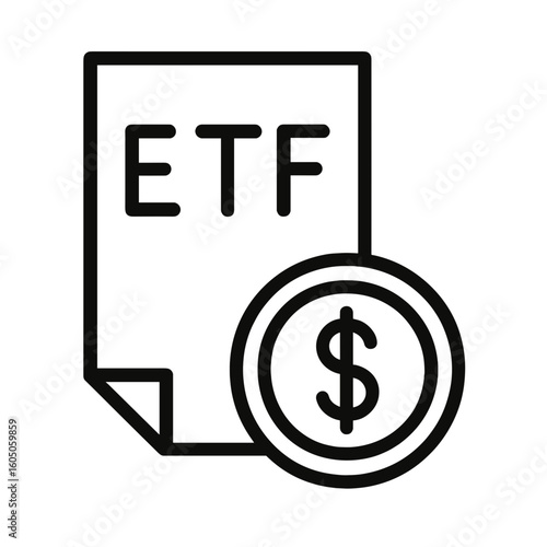 ETF document with dollar symbol in simple line art style  