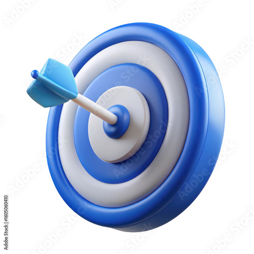 3d target with arrow hit isolated on transparent background