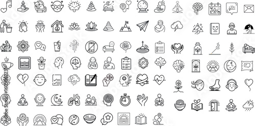 Mental Health Icon Set – Depression, Bipolar, PTSD, Panic, Mind Disorders – Psychology Solid Vector Symbols