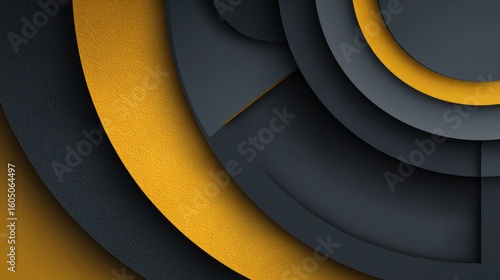 Layered circles of dark gray and mustard yellow.