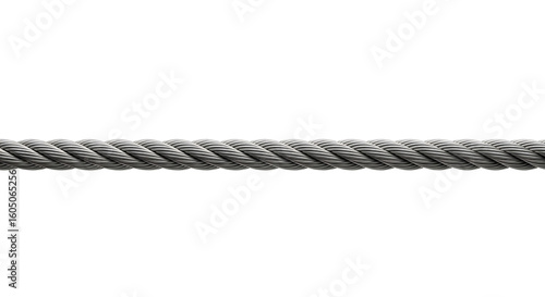 Strong steel wire rope or metal cable for industrial use. Heavy-duty. Isolated on transparent background, png