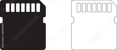Vector Memory Card Silhouette Logo On White Background For Media Storage