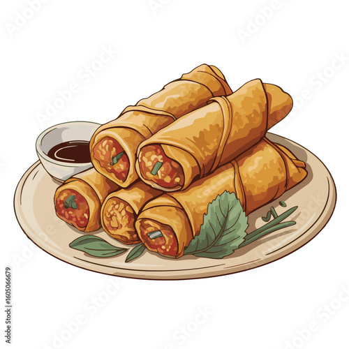 Delicious breakfast of sweet pancakes with jam on a white plate