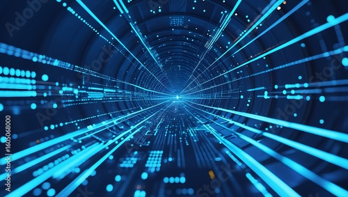 Wallpaper Mural High-Speed Information Transfer: Digital Communication Network with Glowing Blue Data Points and Motion Blur Torontodigital.ca