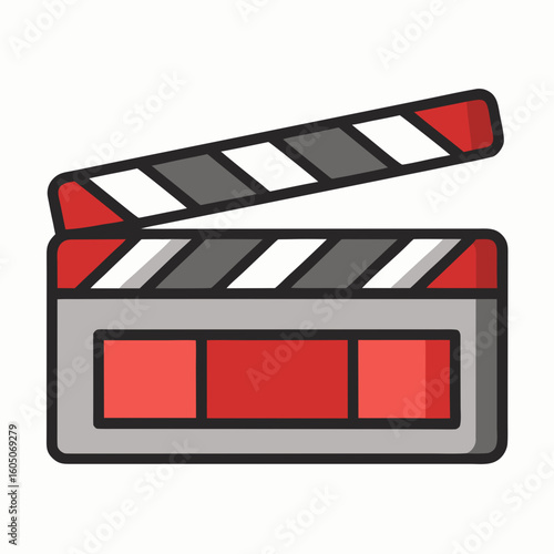 Film Clapperboard Vector — Editable Stroke Icon for Video Production and TV Programs