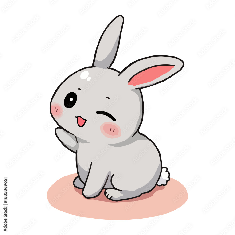Obraz premium Cute Baby Gray Rabbit Clipart 07