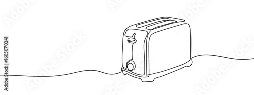 Continuous line hand drawn toaster breakfast Simple art lines, vector on transparent background, editable strokes.
