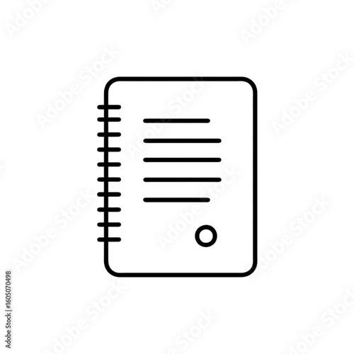 Simple notebook with blank pages and spiral binding for education  on a transparent background