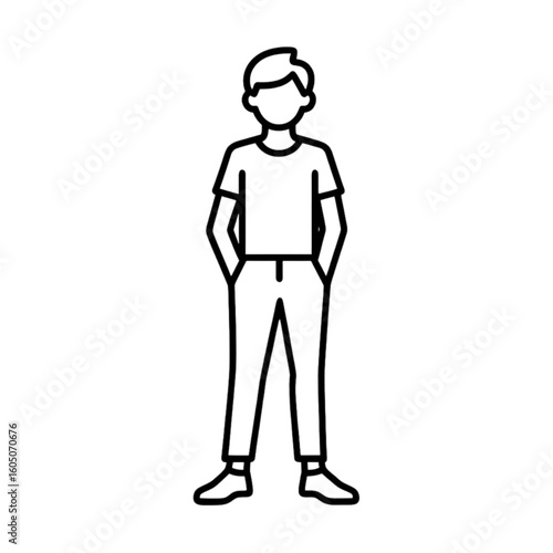 Young male student standing confidently with hands in pockets  on a transparent background