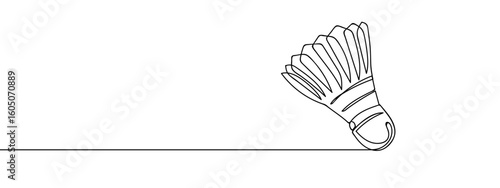 continuous line badminton ball Simple art lines, vector on transparent background, editable strokes.