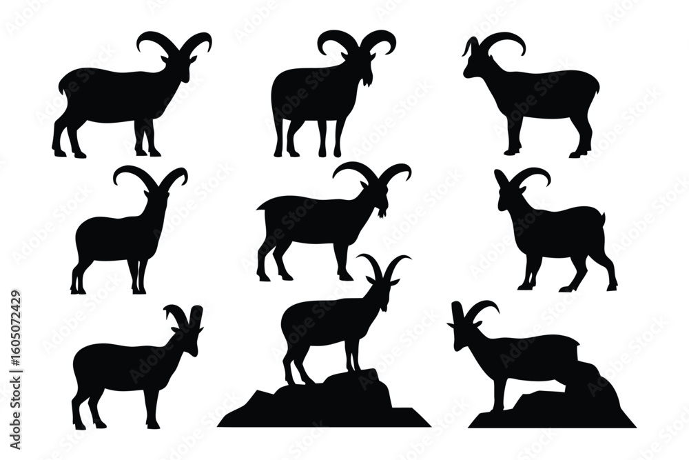 Obraz premium Collection of charming black silhouette illustrations showcasing otters in various playful and relaxed poses against a white background