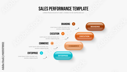 Project Strategy Four Element Infographic Slide Template. Marketing Proposal 4 Option Diagram Slideshow Design. Product Report Frame Layout Vector Illustration.