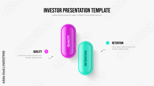 Project Innovation Two Element Diagram Frame Template. Digital Profile Presentation Design Vector Illustration. Visual Campaign 2 Option Infographic Slide Layout.