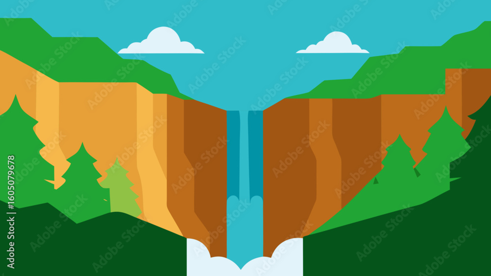 Obraz premium Waterfall in a Forested Canyon