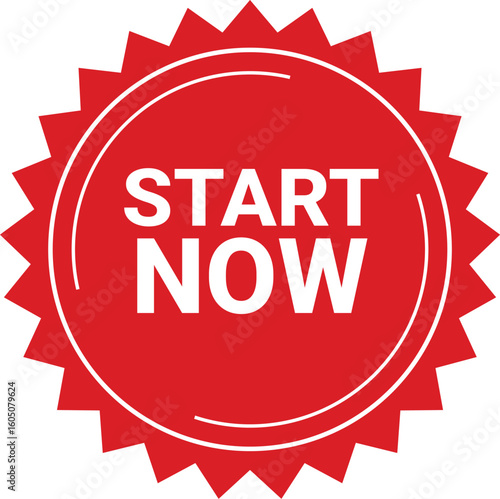 Start Now Button Badge PNG – Red Urgent Action Label for Websites & Promotions