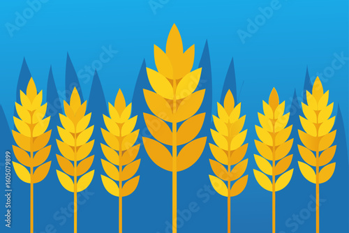 Golden Crops under Blue Sky Vector Design