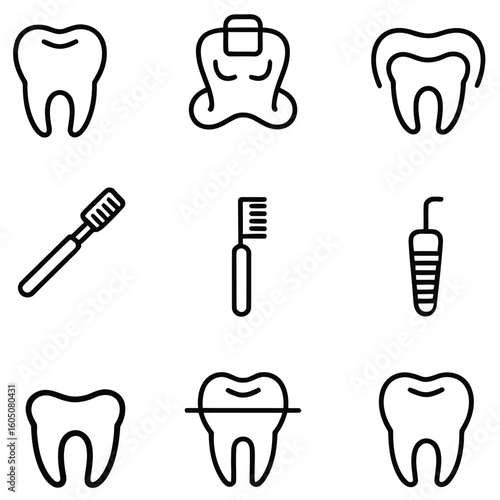 Dental care icons tooth hygiene