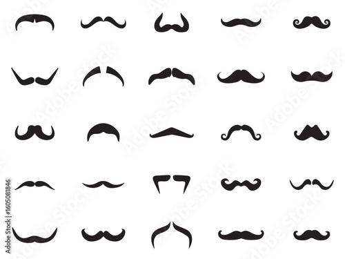 set of mustaches. Mustache icon collection. Set of black man mustache icons