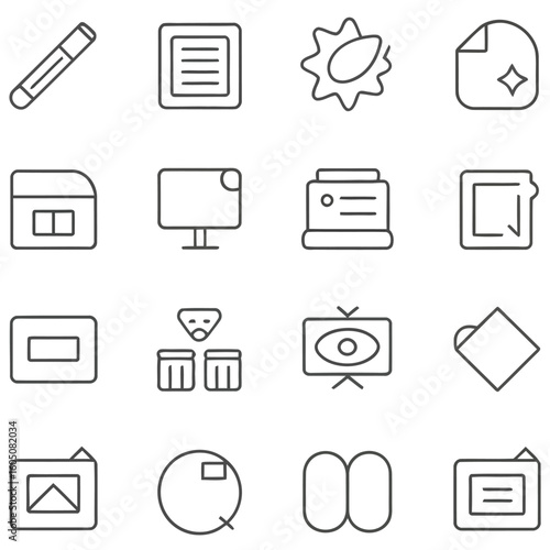 Pen document sun screen printer folder vector