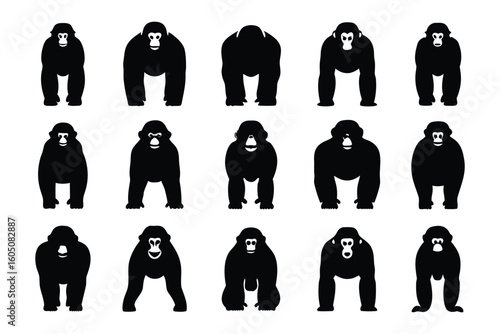 Collection of stylized black silhouette cat poses and movements captured in a repeating pattern